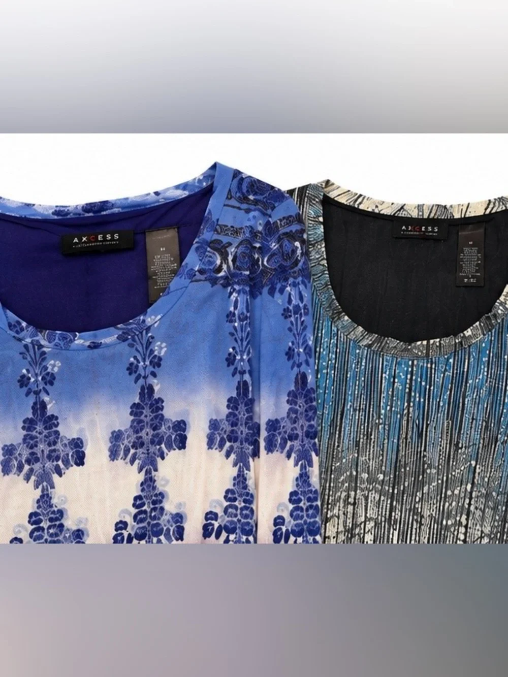 Vintage Axcess Y2K Mesh Whimsical Blouse Bundle Blue Stretch Tops Sz M 2 Pack - Picture 7 of 16